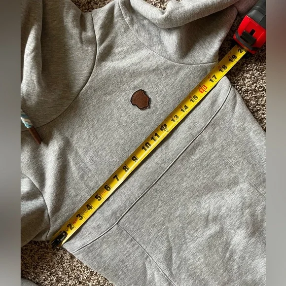 Naketano Cowl Neck Hooded Sweatshirt Hoodie Rope Drawstring Long Length Tunic - Picture 9 of 16